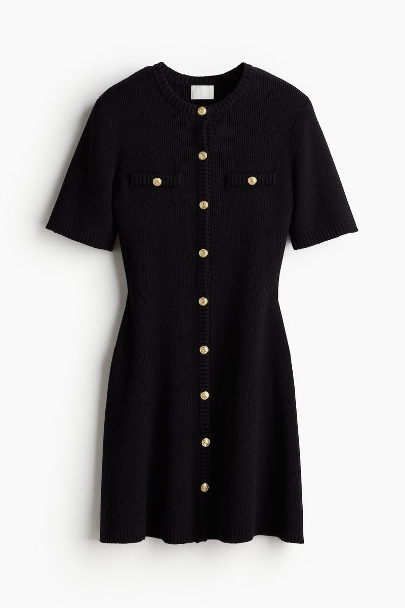 KNIT BUTTON DRESS