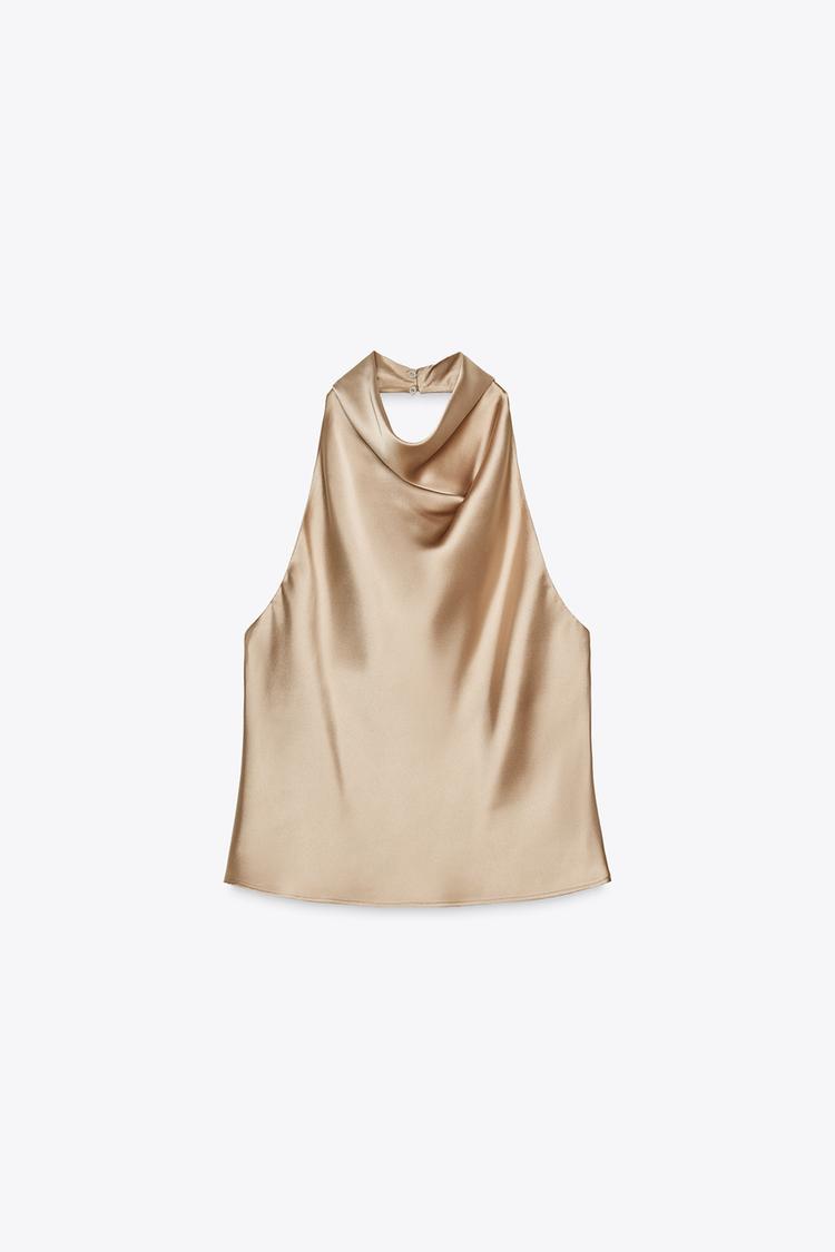 SATIN HALTER TOP