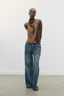 SATIN HALTER TOP