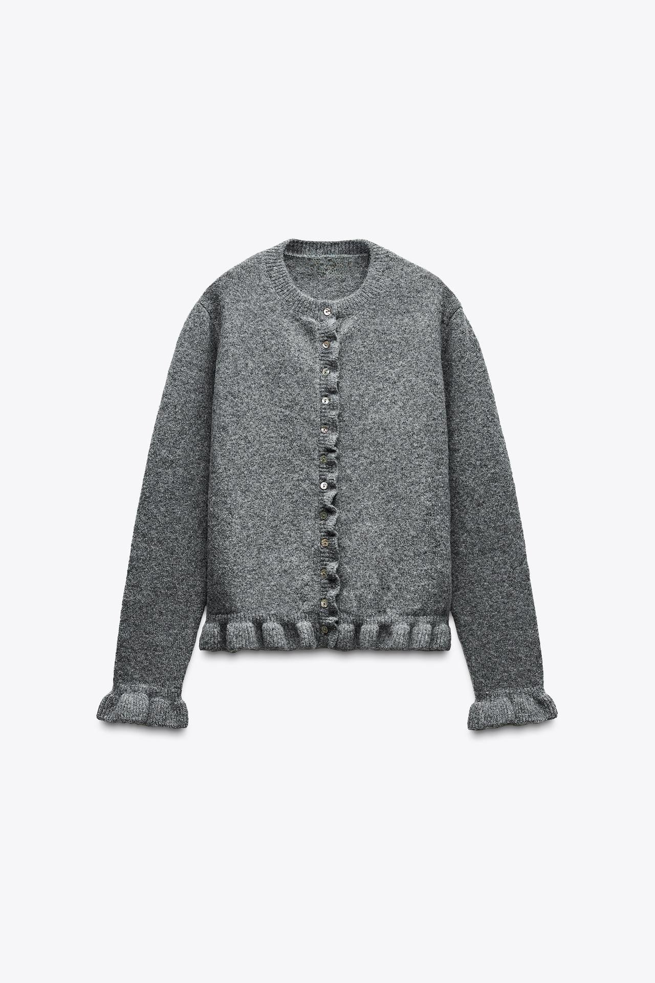 RUFFLED KNIT CARDIGAN