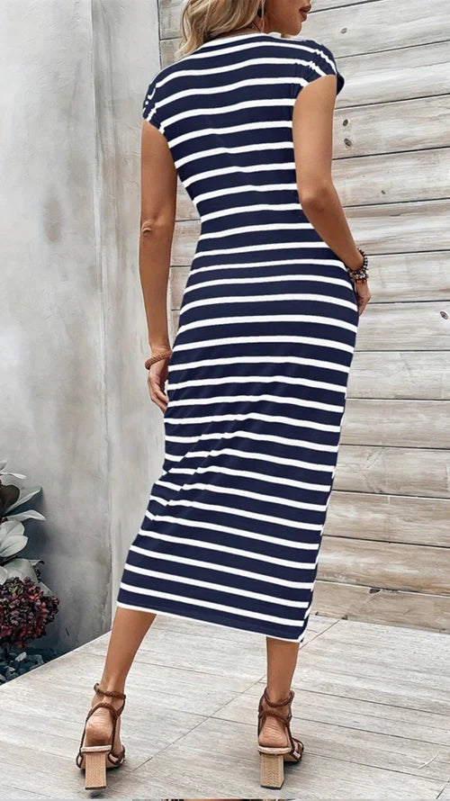 STRIPED TIE DRESS