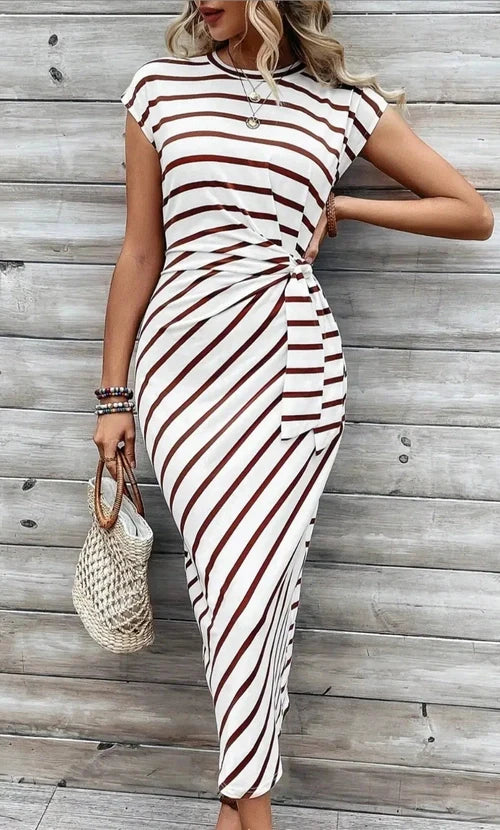 STRIPED TIE DRESS