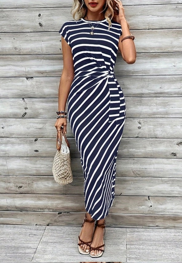 STRIPED TIE DRESS