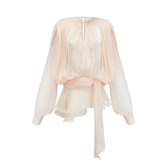 PLEATED RUFFLE MINI DRESS