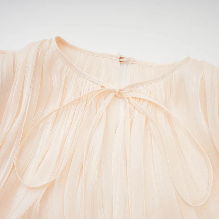 PLEATED RUFFLE MINI DRESS